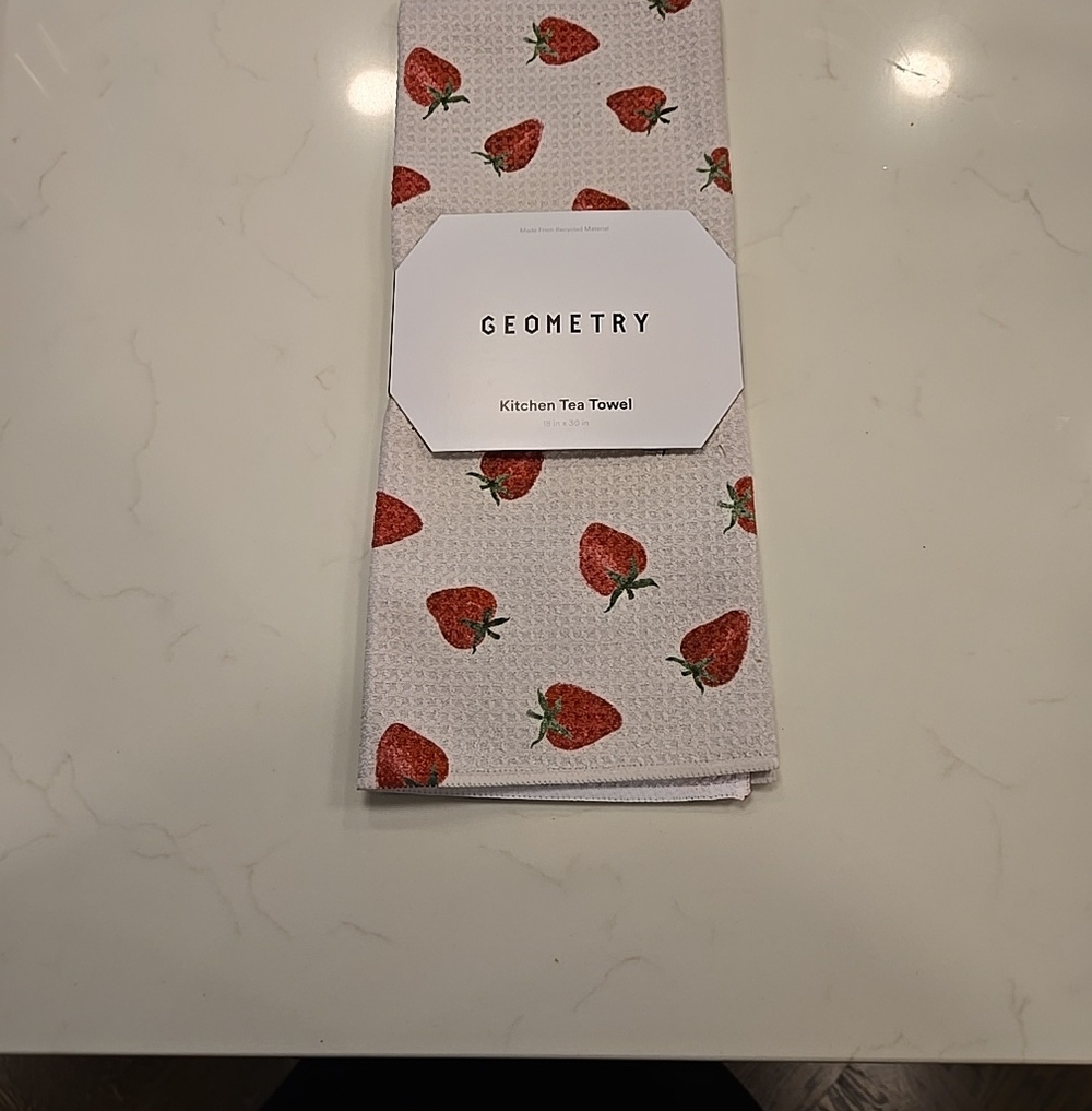 GEOMETRY Strawberry Tea Towel. Brand New. ECO friendly.